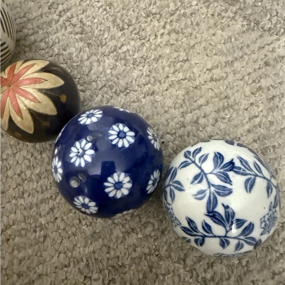 Decorative Ceramic Sphere Set - Blue, White, and Multicolor - Picture 6 of 7